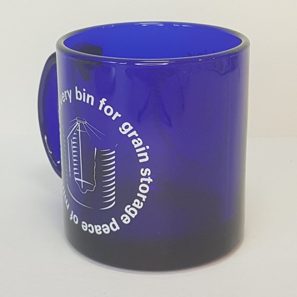 RARE Vintage OPI GRAIN MANAGEMENT SYSTEM Cobalt Blue Glass Mugs Teacups Set of 2 - Picture 8 of 15